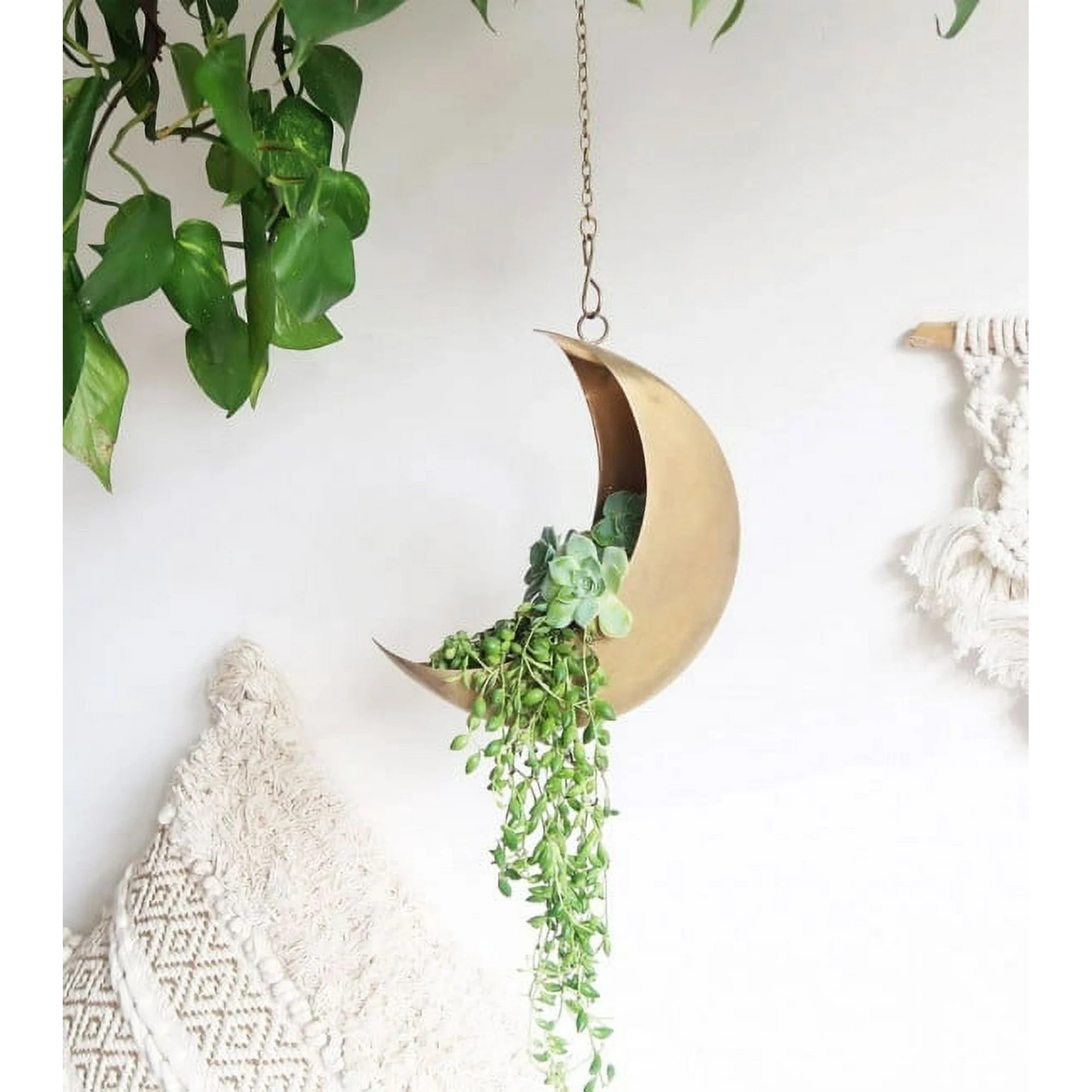 Hanging Metal Moon Planter | Metal Moon Hanging Planter | Moon Pot | Gold Stars Planter | Indoor ... | Walmart (US)