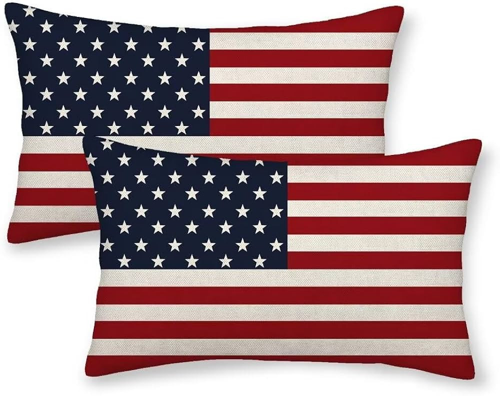 4th of July Pillow Covers 12x20 Set of 2, American Flag Patriotic Decorations Throw Pillow Covers... | Amazon (US)