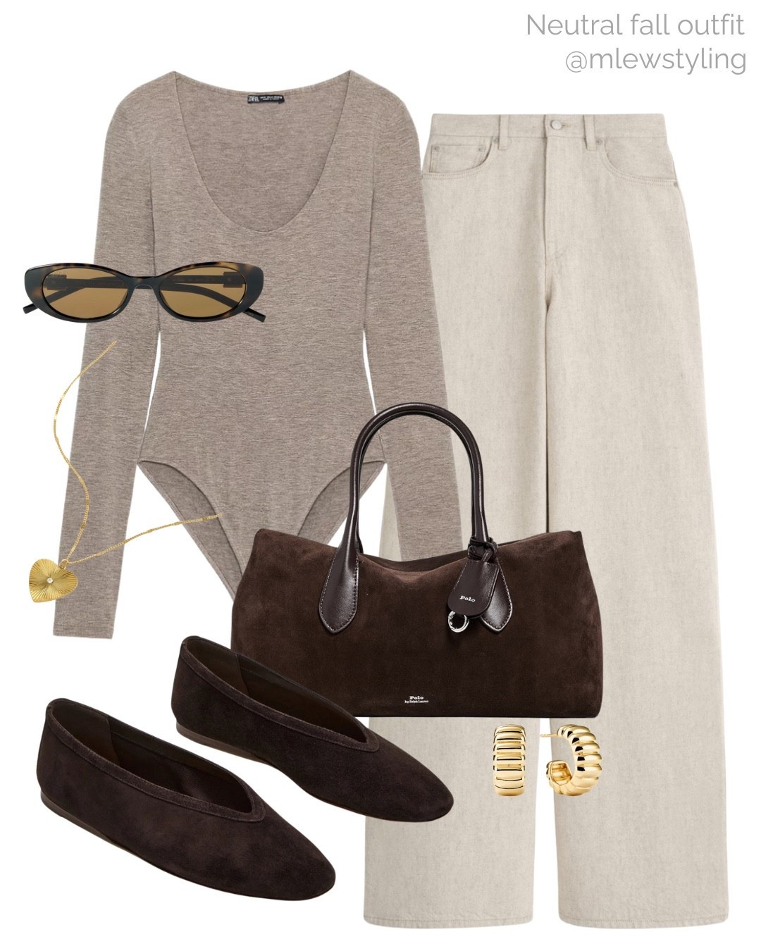 Neutral fall outfit with a taupe bodysuit and suede ballet flats 🤎

Tags: Gucci sunglasses, Steve Madden chocolate brown flats, cream coloured jeans, madewell gold heart necklace, Shopbop brown suede bag, autumn outfit, fall style inspo, casual workwear, office outfit 

#LTKWorkwear #LTKItBag #LTKShoeCrush