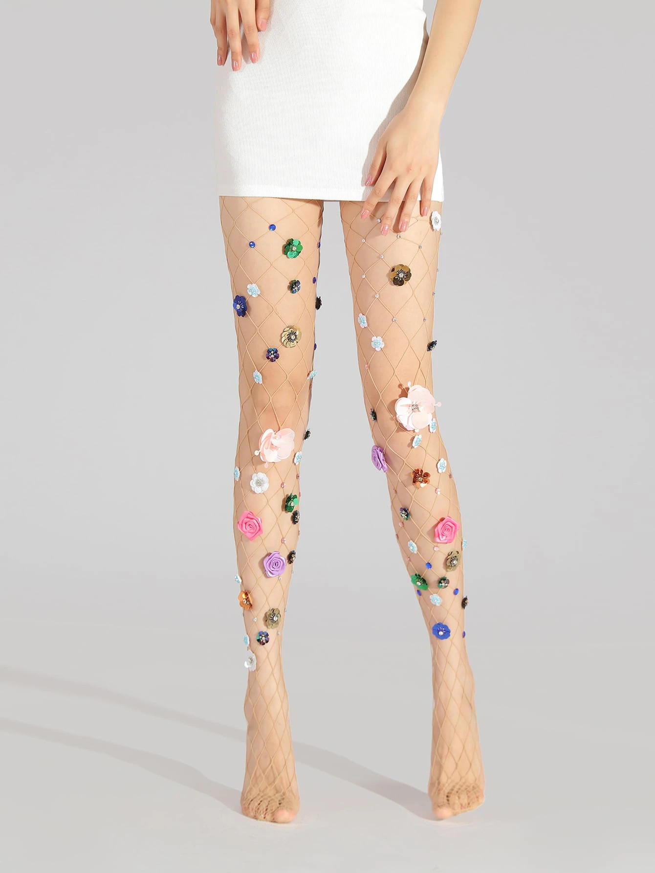 Flower Decor Fishnet Tights | SHEIN