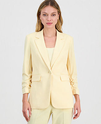 Women's Crepe One-Button Scrunched-Sleeve Blazer, Macy's Exclusive | Macy's