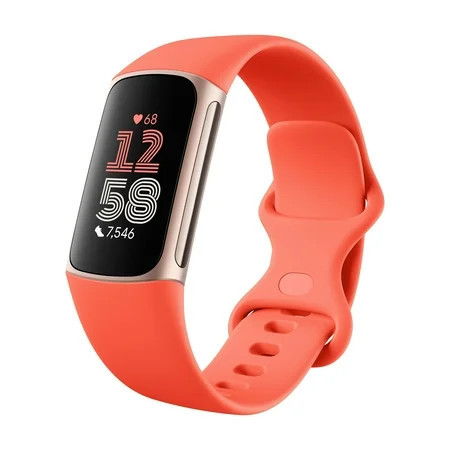 Fitbit Charge 6 Fitness Tracker with Heart Rate, GPS, Premium Membership, and Health Tools - Gold Case w/ Coral Band, 1.04 Screen | Walmart (US)