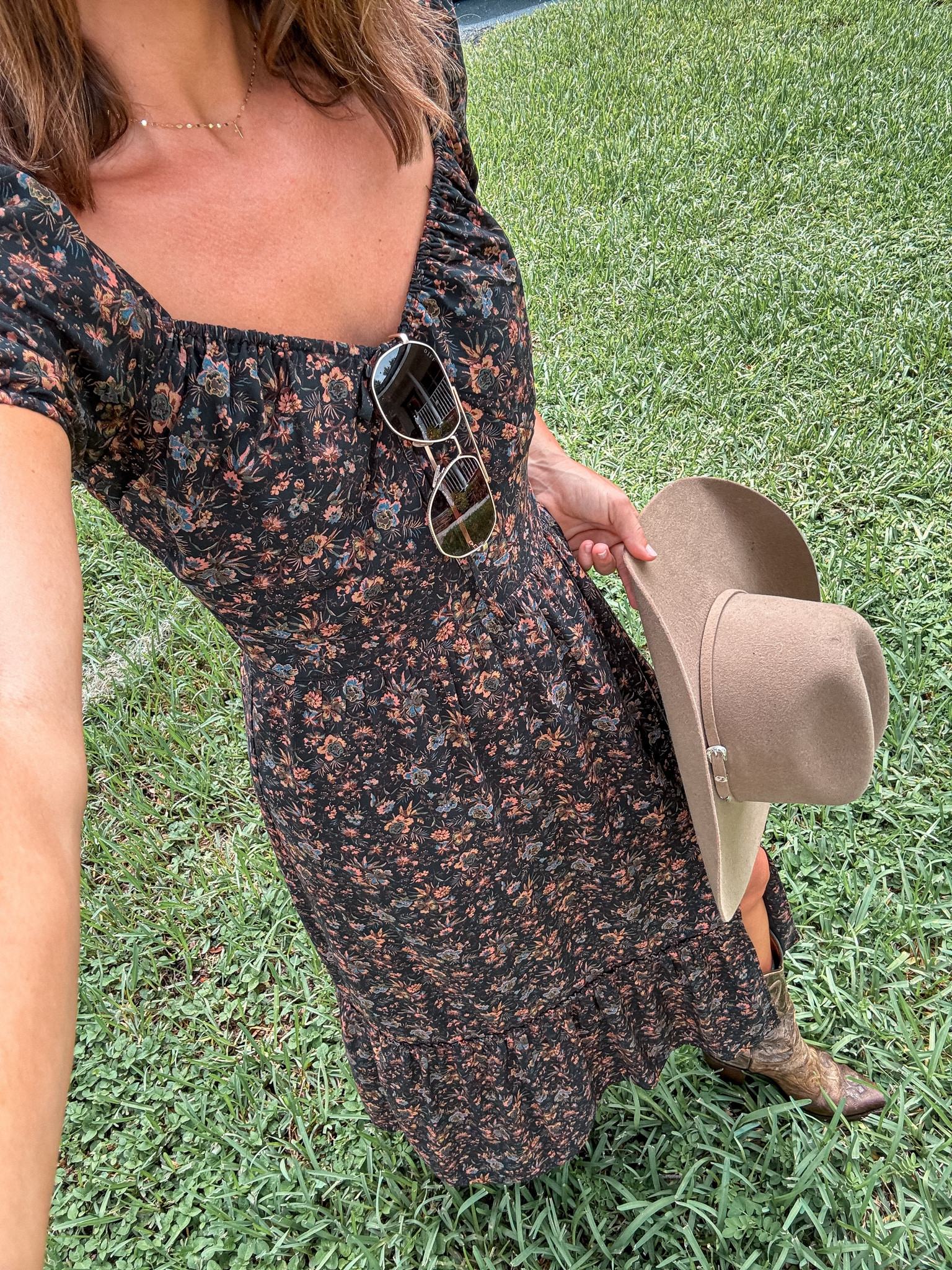 Dress size o0
Diff Hendrix sunglasses 
Stetson cowboy hat 
Similar cowboy boots

Country concert outfit. Summer dress 
#laurabeverlin #nordstrom #amazon

#LTKFindsUnder100 #LTKxNSale #LTKSaleAlert
