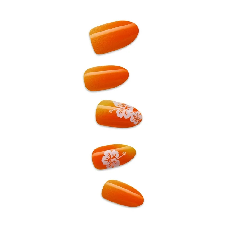 KISS imPRESS Design  Press on Nails, Splashy, Orange, Medium Almond, 30 Count | Walmart (US)