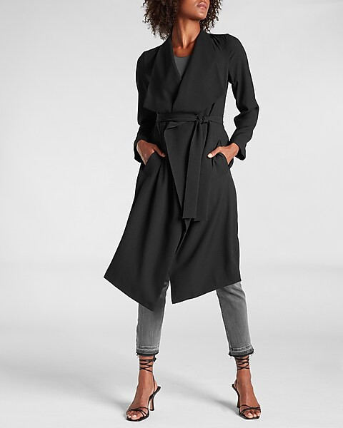 Belted Flyaway Soft Trench Coat | Express