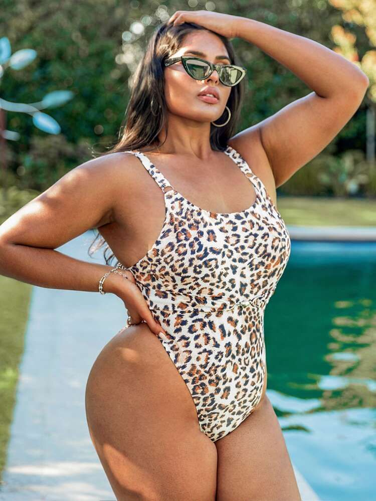 Plus Leopard Print One Piece Swimsuit | SHEIN