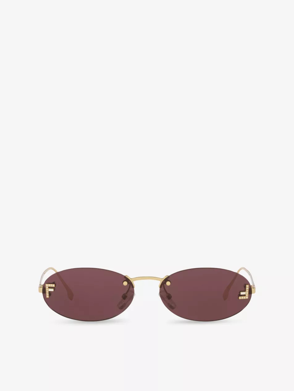 FE4075US Oval-Frame Metal Sunglasses | Selfridges