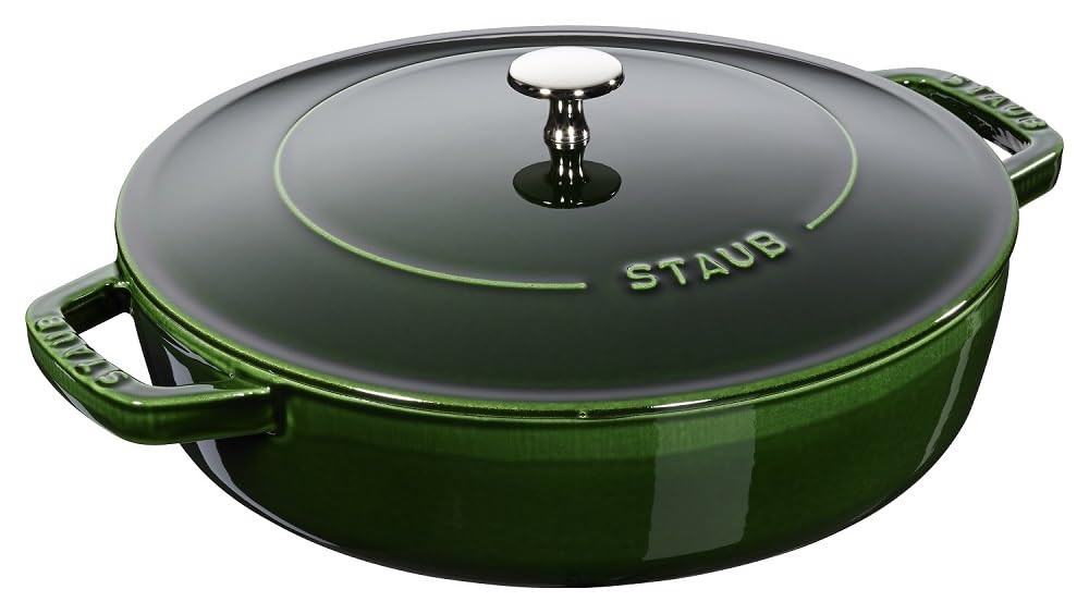 STAUB Cast Iron Sauté Pan, Chistera Lid, Round, 28 cm, 3.7 L, Black | Amazon (UK)