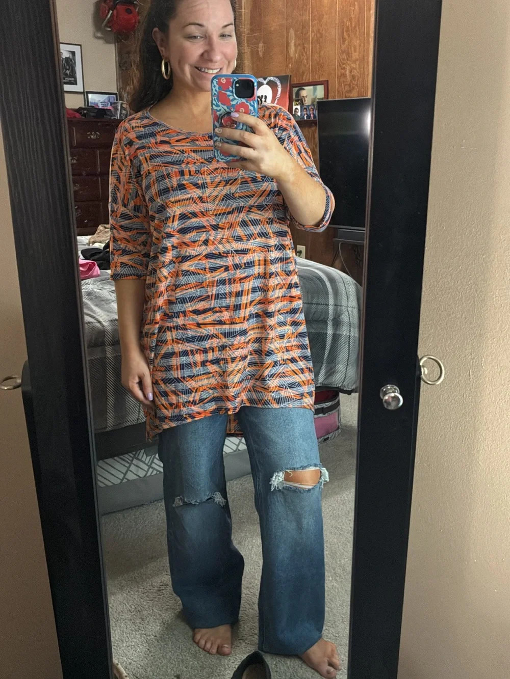 LuLaRoe Orange and blue oversized top | Poshmark