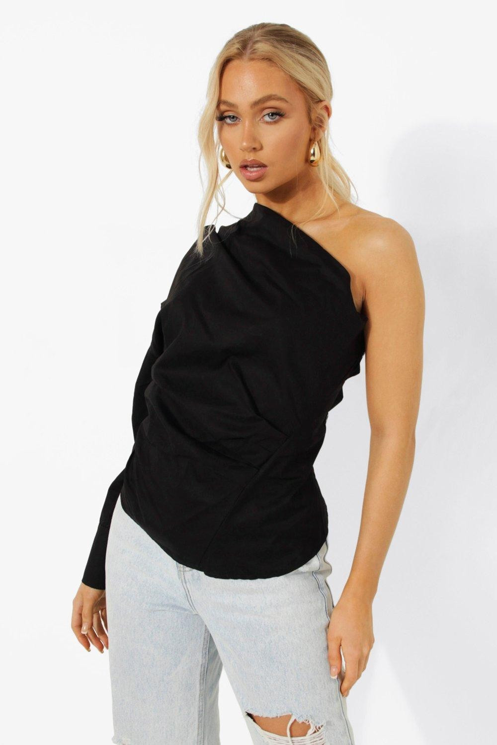 One Shoulder Ruched Top | Boohoo.com (UK & IE)