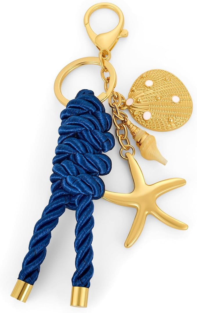 Beach Keychain Bag Charms for Women Gold Plated Starfish Shell Keychain Purse Charms Summer Jewel... | Amazon (US)