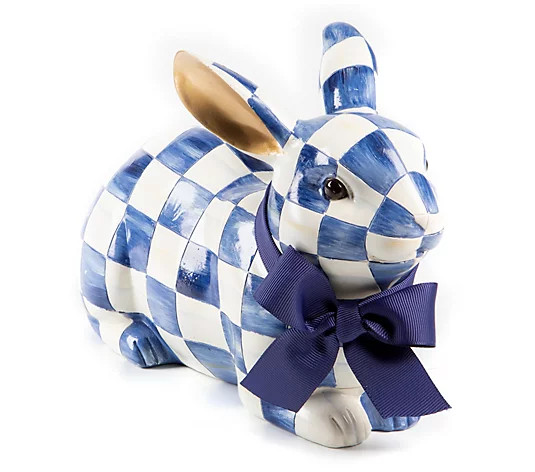 MacKenzie-Childs Royal Check Resting Bunny - QVC.com | QVC