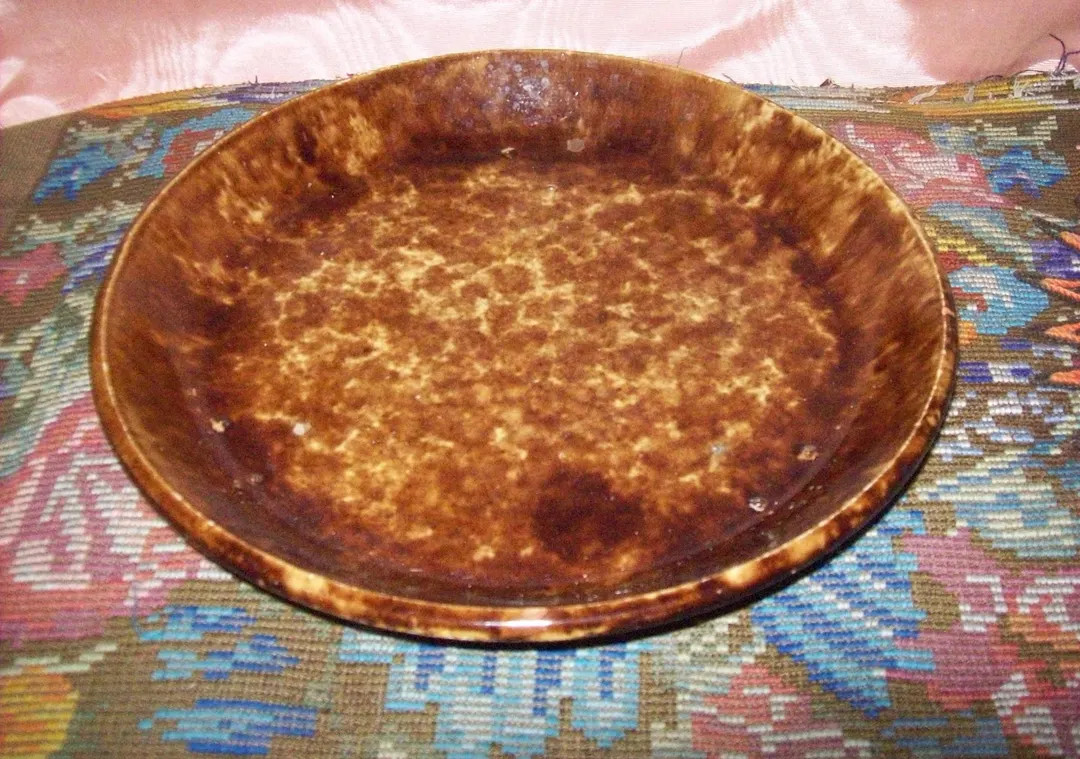 Antique ROCKINGHAM / Bennington Spongeware Glazed Yelloware POTTERY 9 1/2" Diameter Dinner PLATE ... | Etsy (US)