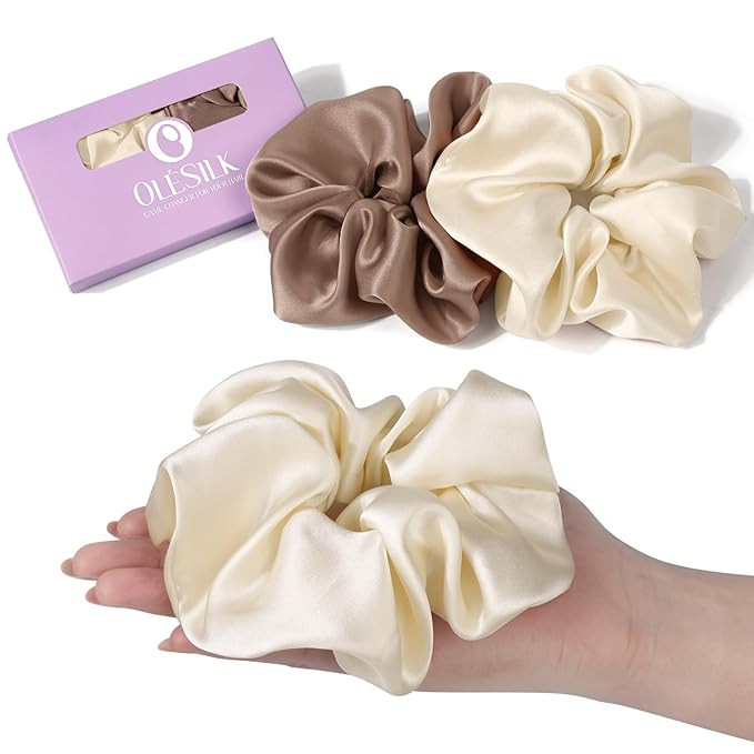 OLESILK Silk Scrunchies Oversized 100% Mulberry: Large for Long Thick Hair, Soft and Smooth for N... | Amazon (US)