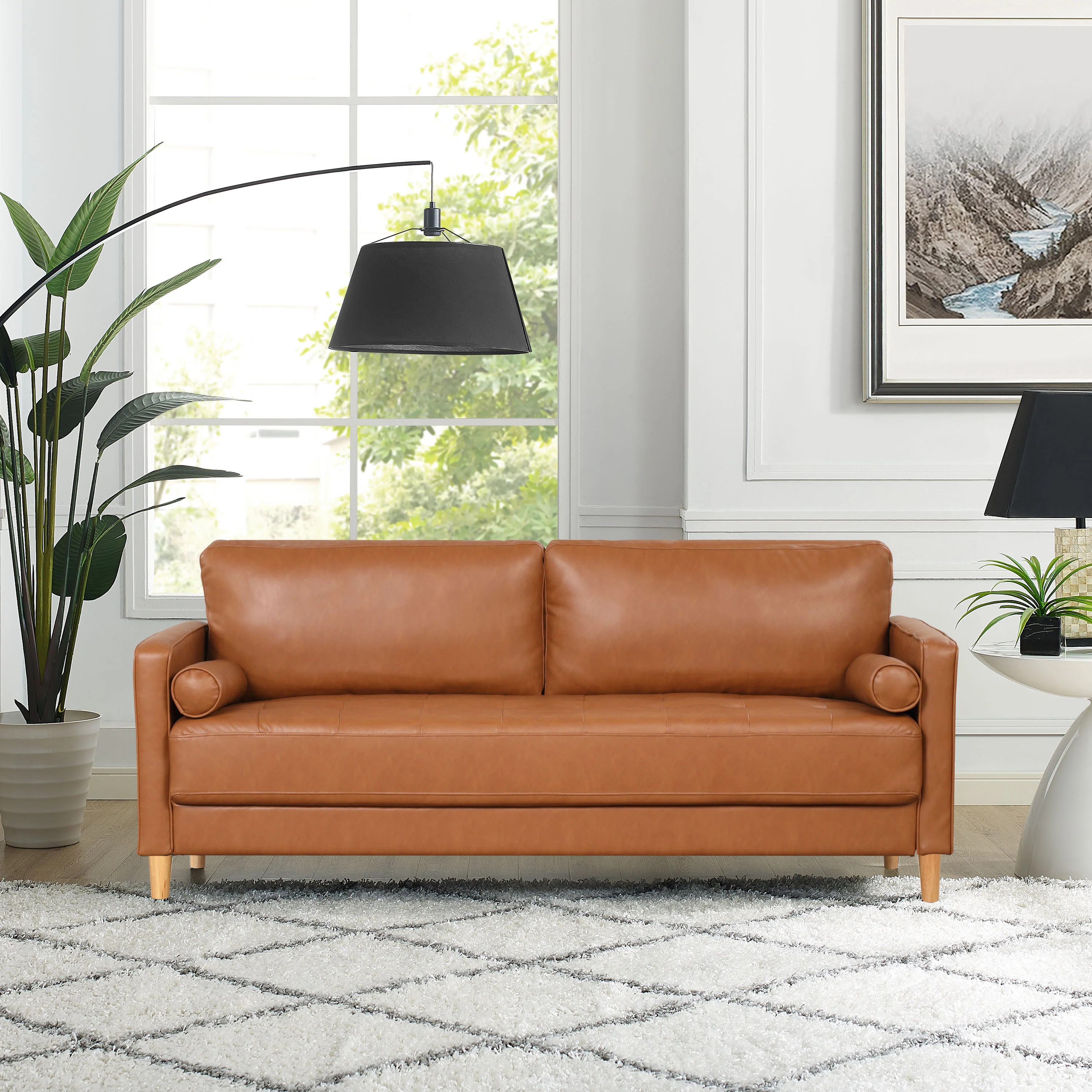 Latitude Run® Garren 75.6'' Square Arm Tufted Faux Leather Sofa & Reviews | Wayfair | Wayfair North America