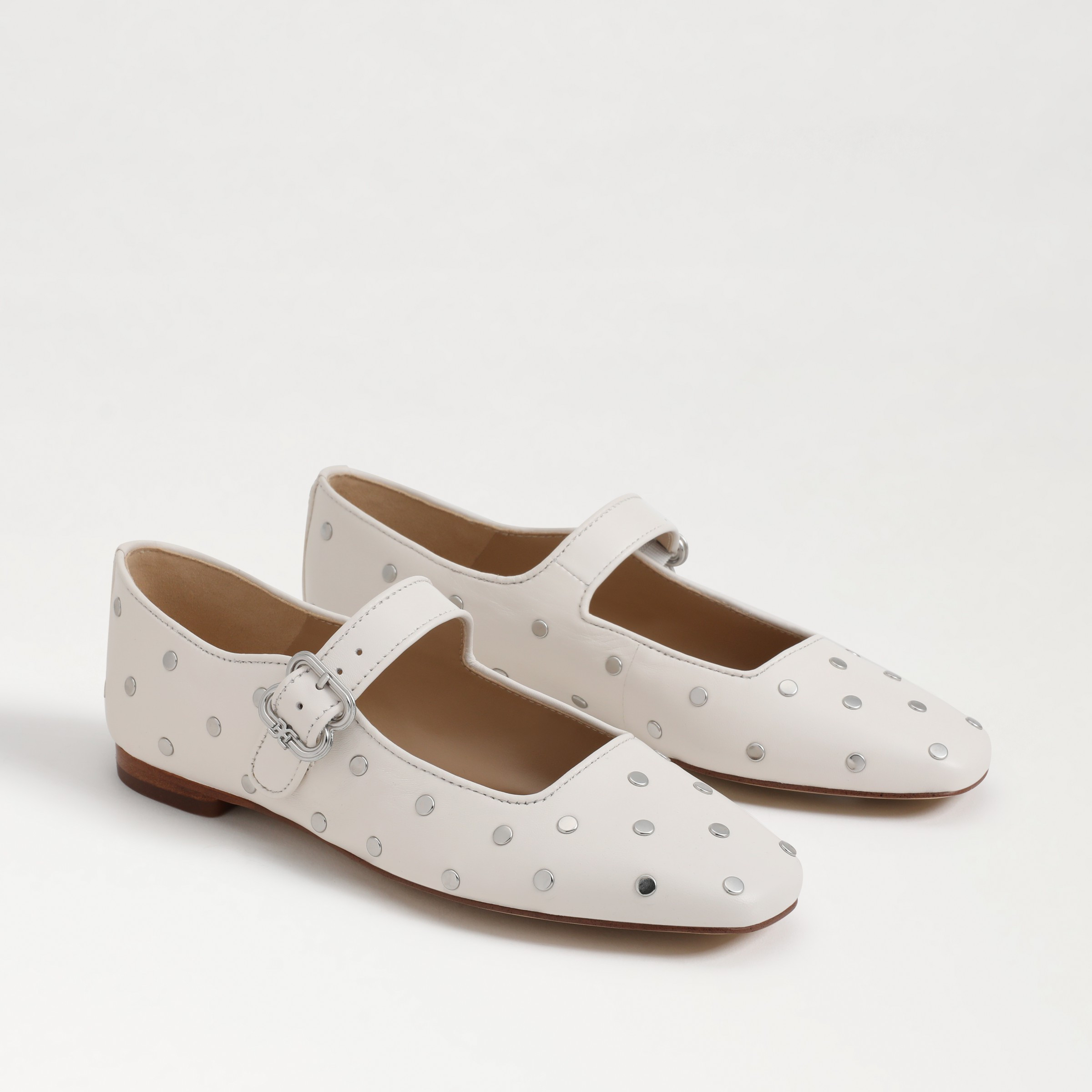 Sam Edelman Michaela Stud Mary Jane Flat Bright White Leather 6.5 | Sam Edelman CA