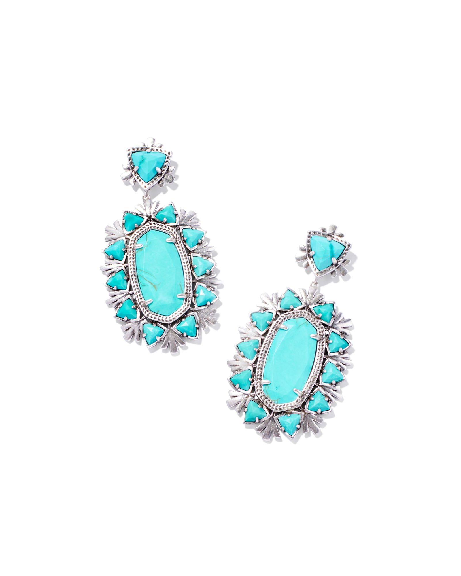 Havana Vintage Silver Statement Earrings in Variegated Turquoise Magnesite | Kendra Scott