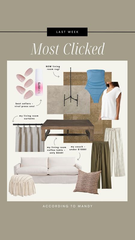 Most clicked items from last week // your favorites!!

coffee table, budget friendly coffee table, nails, nail glue, amazon nails, trending, viral press on nails, h&m fashion, h&m finds, pinch pleated curtains, art, couch, affordable couch, budget friendly slipcovered couch, pillows, ottoman, wayfair, world market, magnolia home

#LTKHome #LTKStyleTip #LTKSaleAlert
