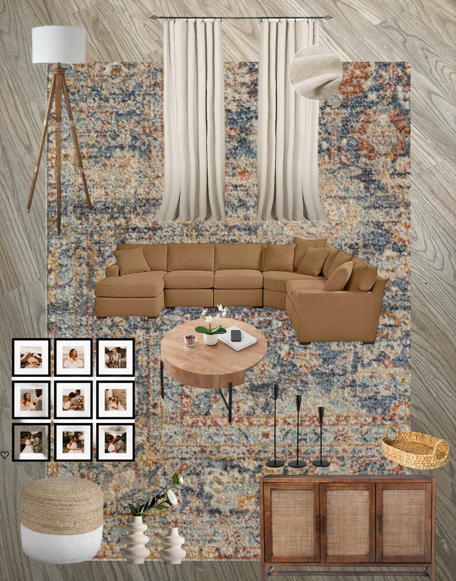 Living room inspo I created for friend: if you have light floors, I love this vibe! 🪵🤎🌿 #amazonhome #earthyvibe #livingroom #decor 

#LTKHome