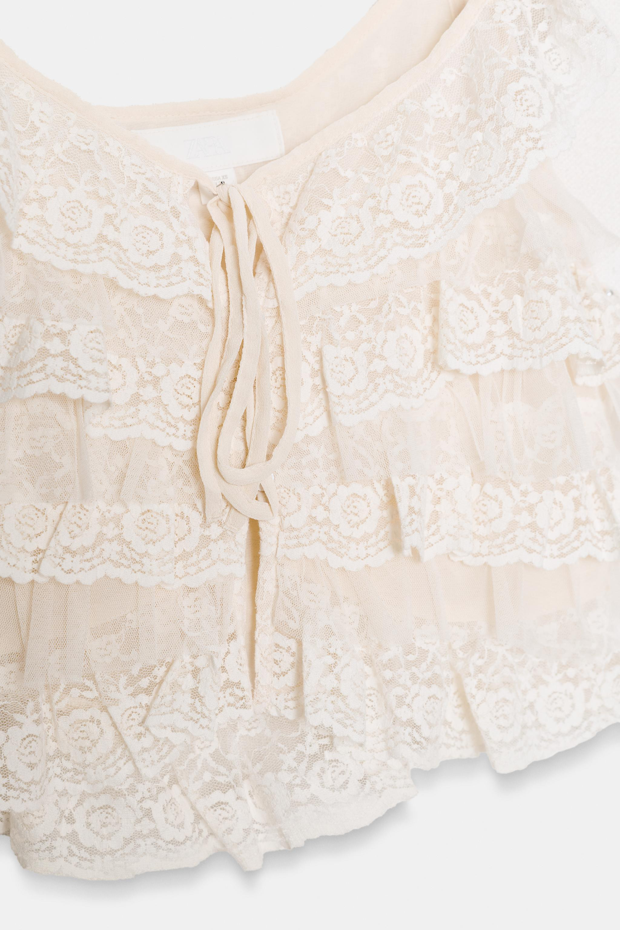 RUFFLED LACE TOP | Zara UK