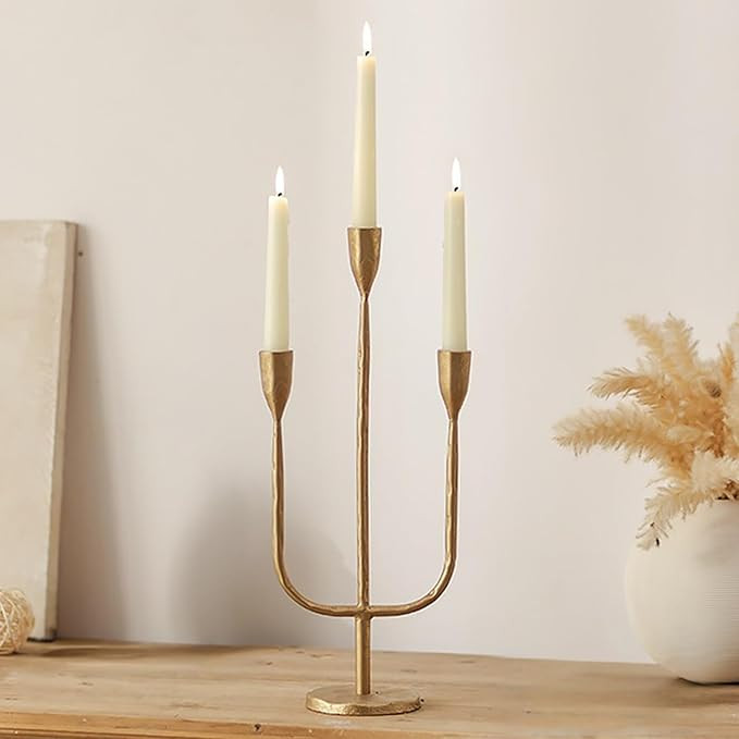 Romadedi Candelabra Brass Candlestick Holders: Gold Taper Candle Holders Metal Tall Vintage Candl... | Amazon (US)