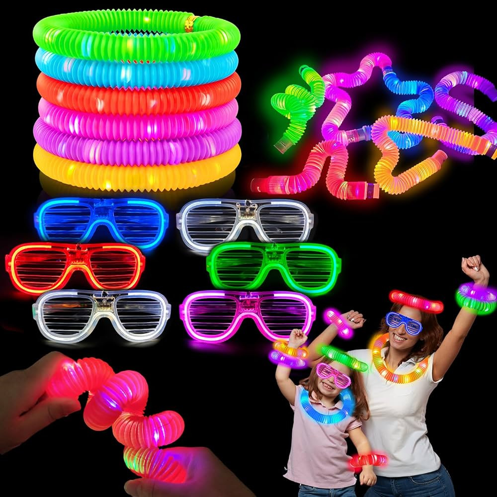 Glow Sticks & Glasses 12 PCS,New Year Eve Glow in Dark Party Favor Supplies for Kids,Light Up Bra... | Amazon (US)