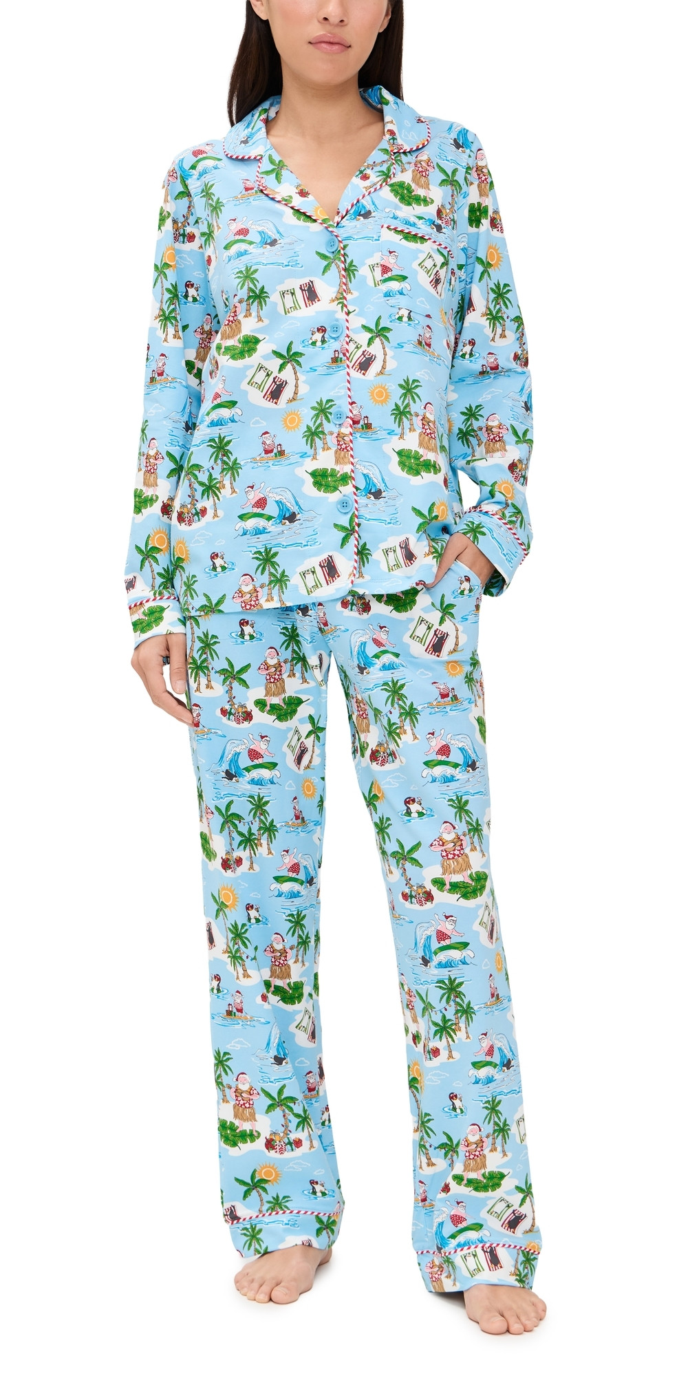 BedHead PJs Surfin' Santa Classic Pajama Set Surfin' Santa L | Shopbop