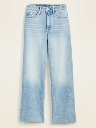 Extra High-Waisted Wide-Leg Raw-Hem Jeans for Women | Old Navy (US)