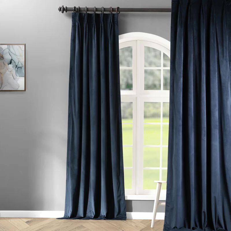 Balone French Pleat Signature Velvet Curtains for Bedroom Blackout Curtains for Living Room Singl... | Wayfair North America