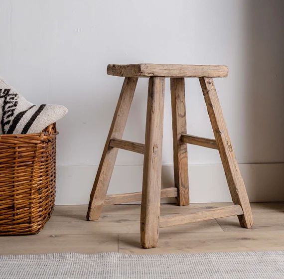Vintage Elm Worker’s Stool {B} (Free Shipping) | Etsy (US)