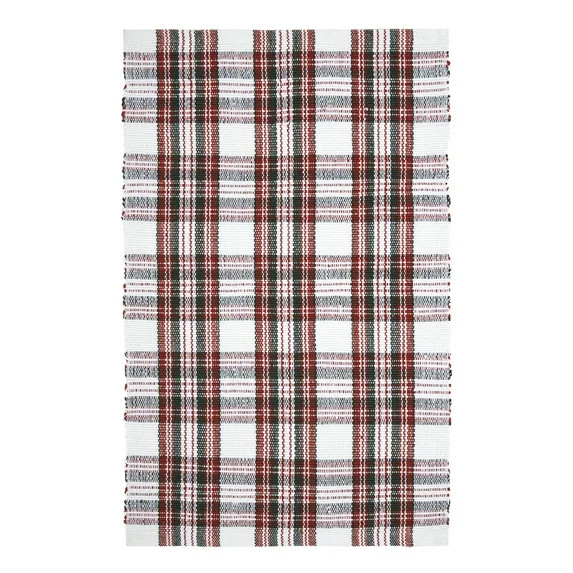 My Texas House Red/White Tartan Plaid Indoor/Outdoor Layering Rug, 24" x 38" | Walmart (US)