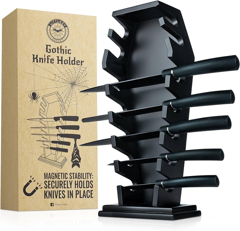 Coffin knife holder has 14 Magnets for 7 knives- Gothic Kitchen Decor and Goth Kitchen Accessorie... | Amazon (US)