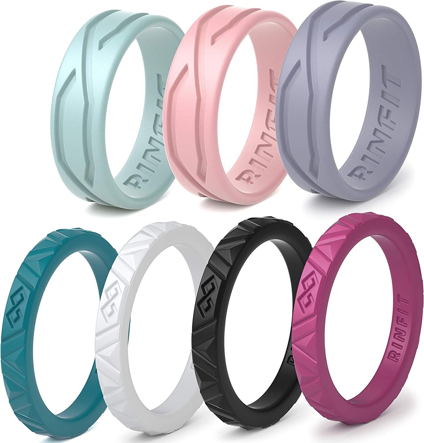 Rinfit Silicone Rings for Women and Men - Silicone Wedding Bands Sets for Him and Her - Patented ... | Amazon (US)