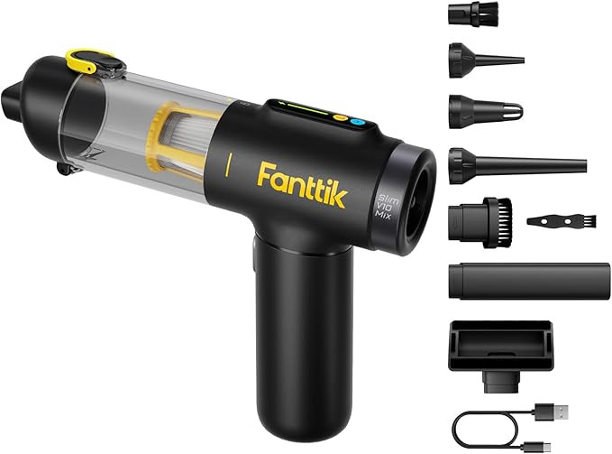 Fanttik Slim V10 Mix Cordless Car Vacuum, 4 in 1 Handheld Air Duster, Color Smart LED Display, 16... | Amazon (US)