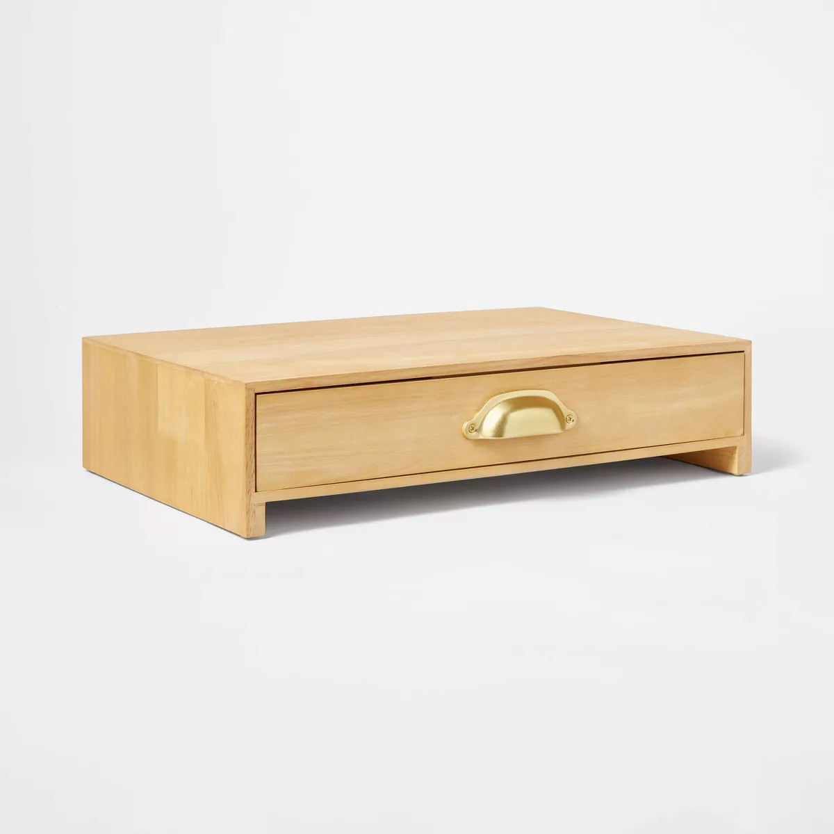 Wooden Monitor Stand with Drawer Naturals - Threshold™: Desk Organizer, Office Supplies, Rubber... | Target
