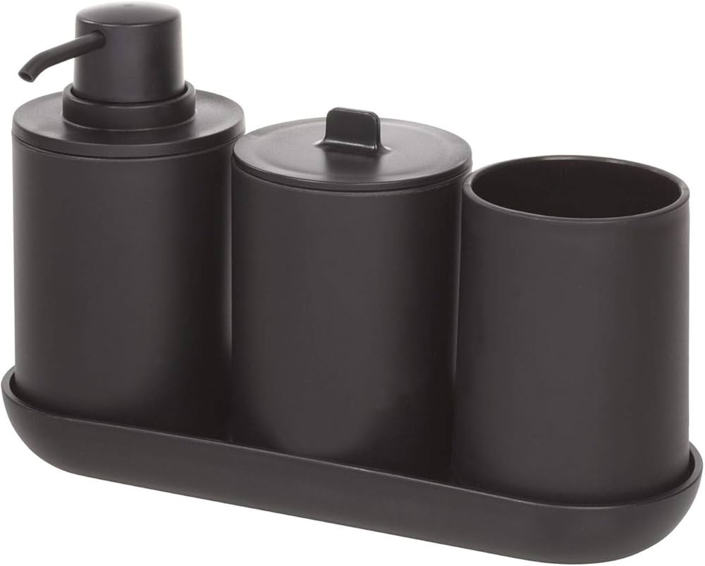 iDesign Cade 4-Piece Bathroom Accessory Set, Matte Black | Amazon (CA)