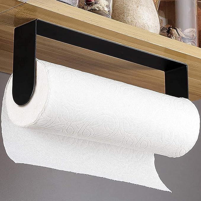 YIGII Black Paper Towel Holder Wall Mount - Under Cabinet Self Adhesive Paper Towel Rack for Kitc... | Amazon (US)