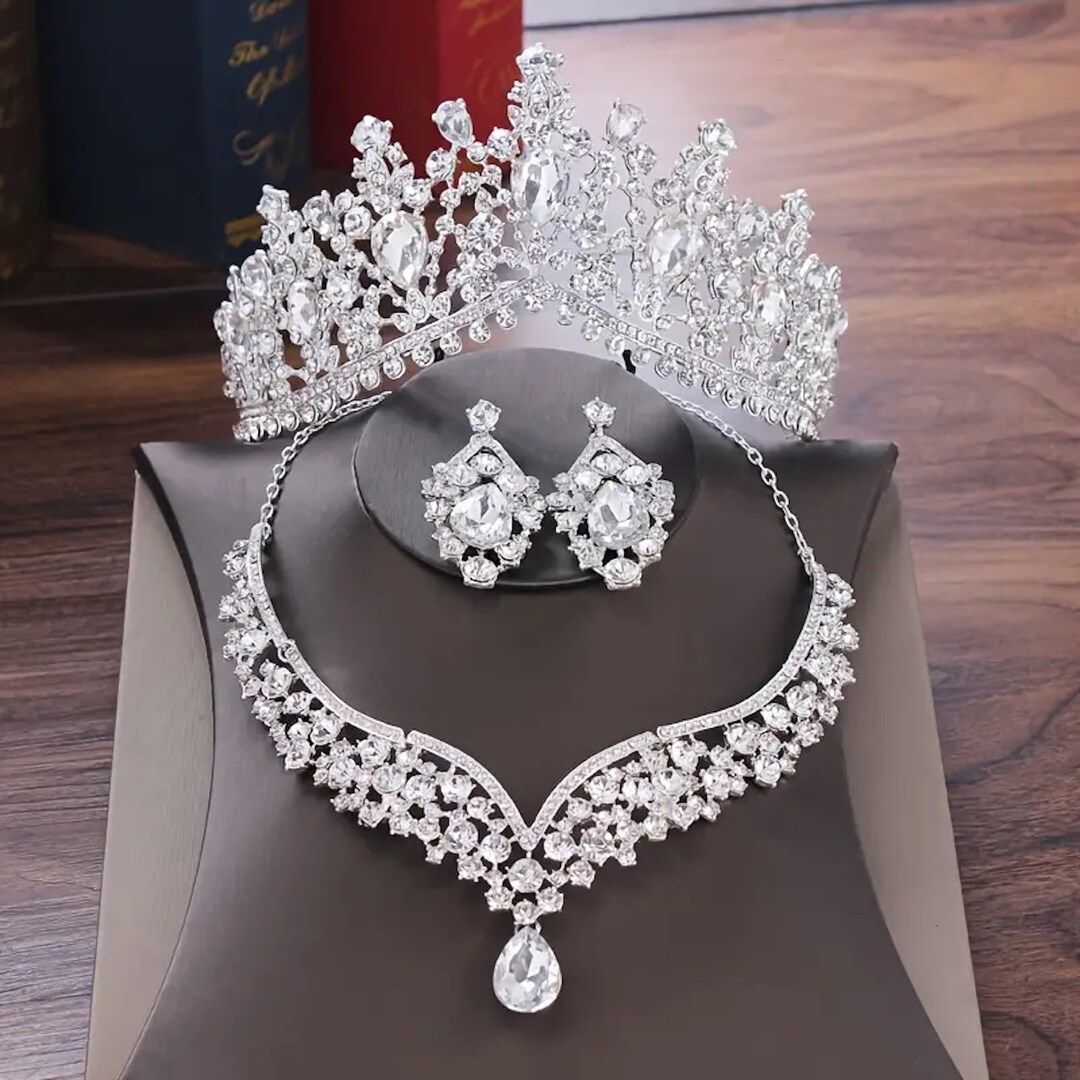 Bridal Tiara Set  Wedding Jewelry Set  Crystal Wedding Tiara - Etsy | Etsy (US)