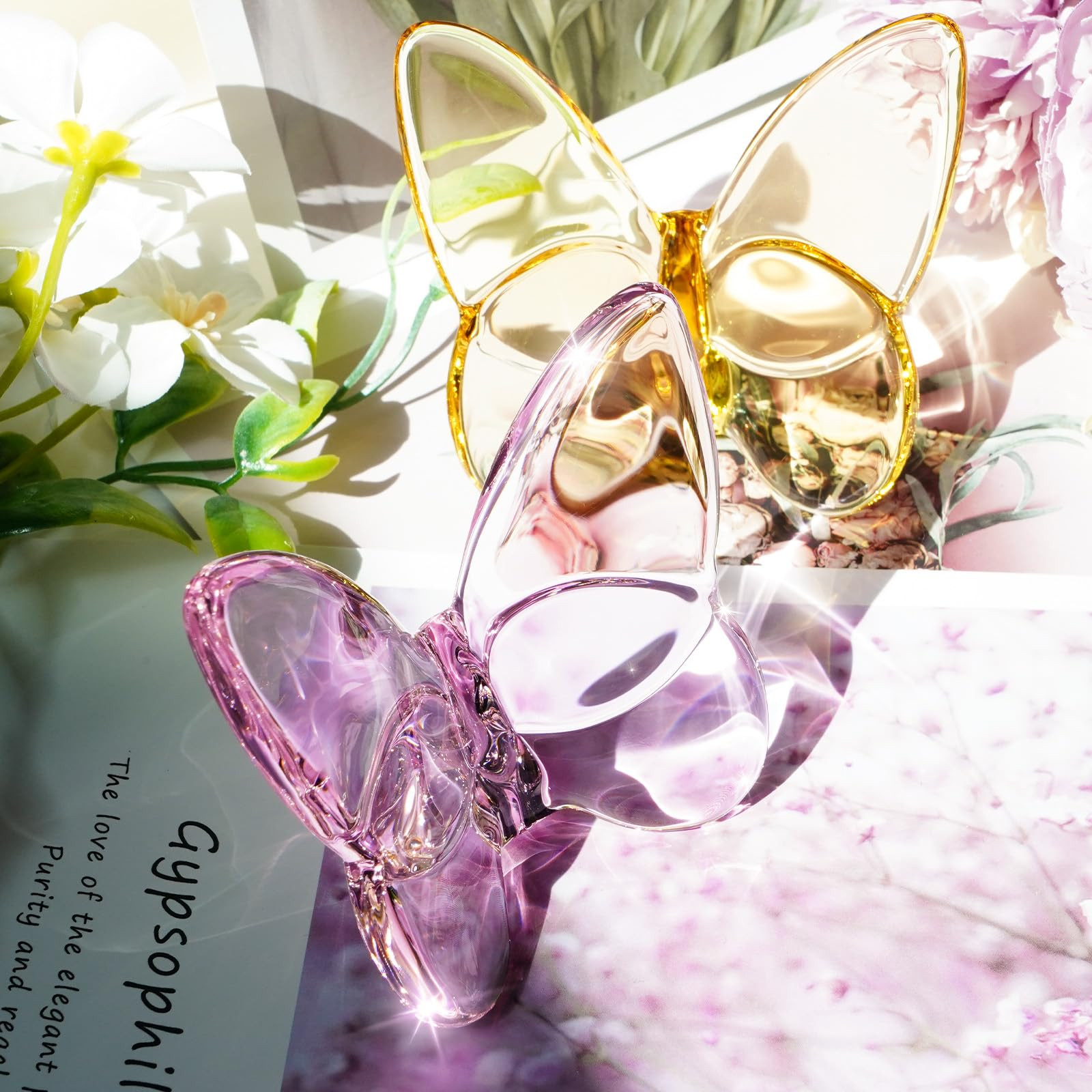 Crystal Butterfly Figurines,Flying Butterfly Figurine Decor Crystal Cut Glass Butterfly Ornament ... | Amazon (US)