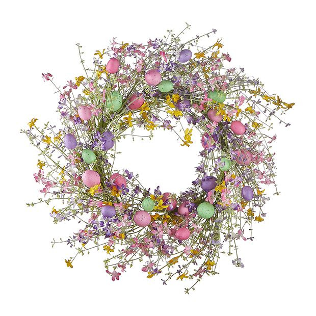 Pastel Eggs With Wildflowers Wreath | Antique Farm House
