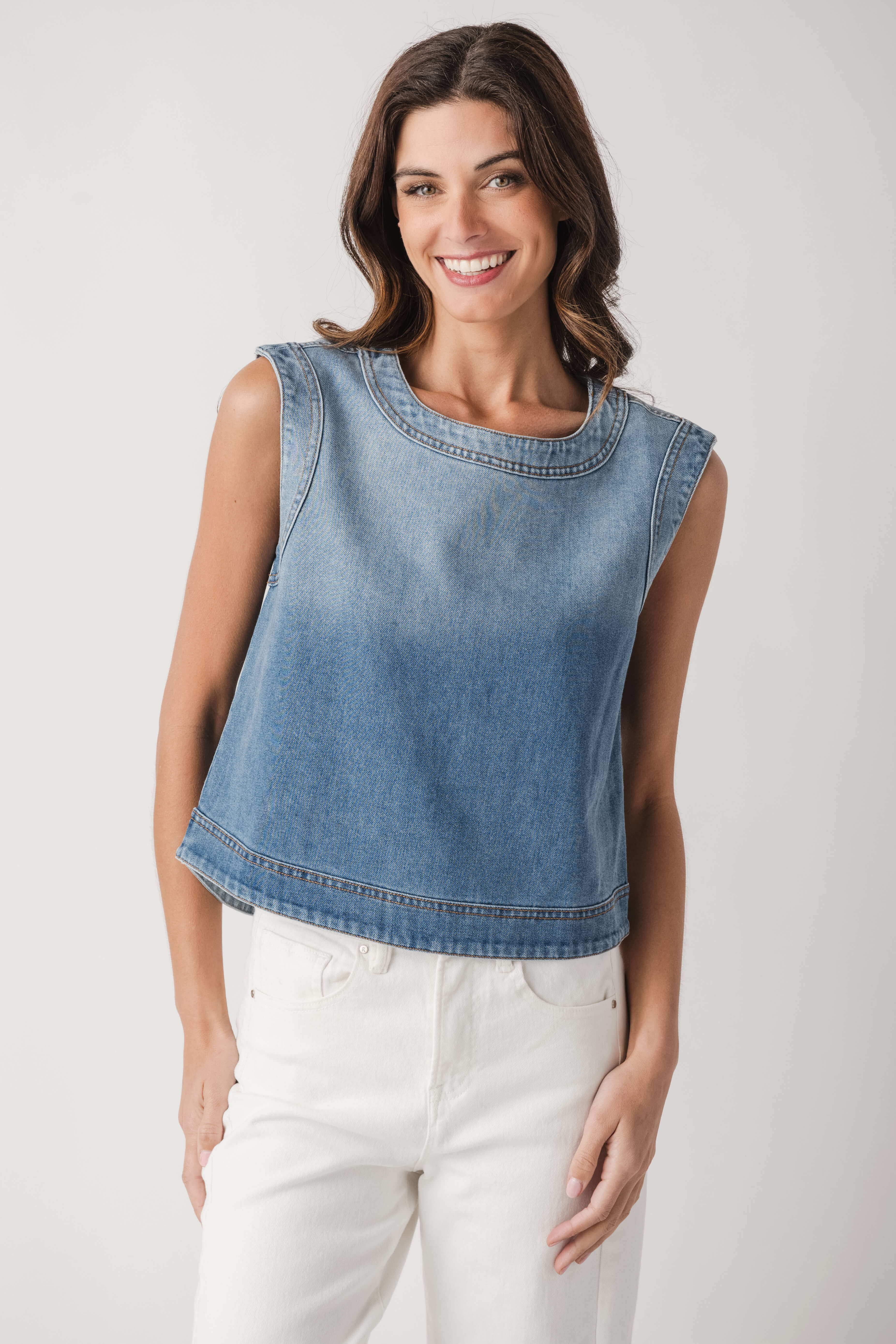 Fate Sleeveless Denim Tank | Social Threads