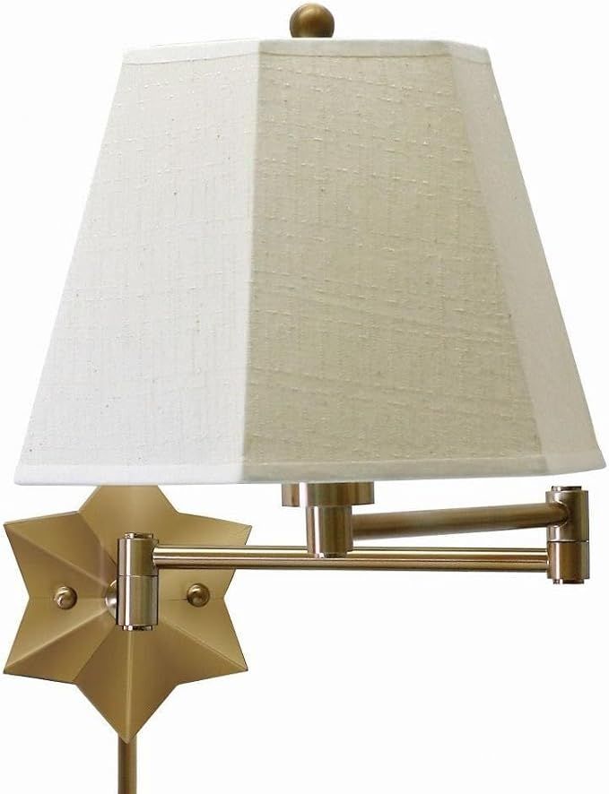 House of Troy WS751-AB 15-Inch Swing-Arm Star Wall Lamp Antique Brass with Off-White Linen Hardba... | Amazon (US)