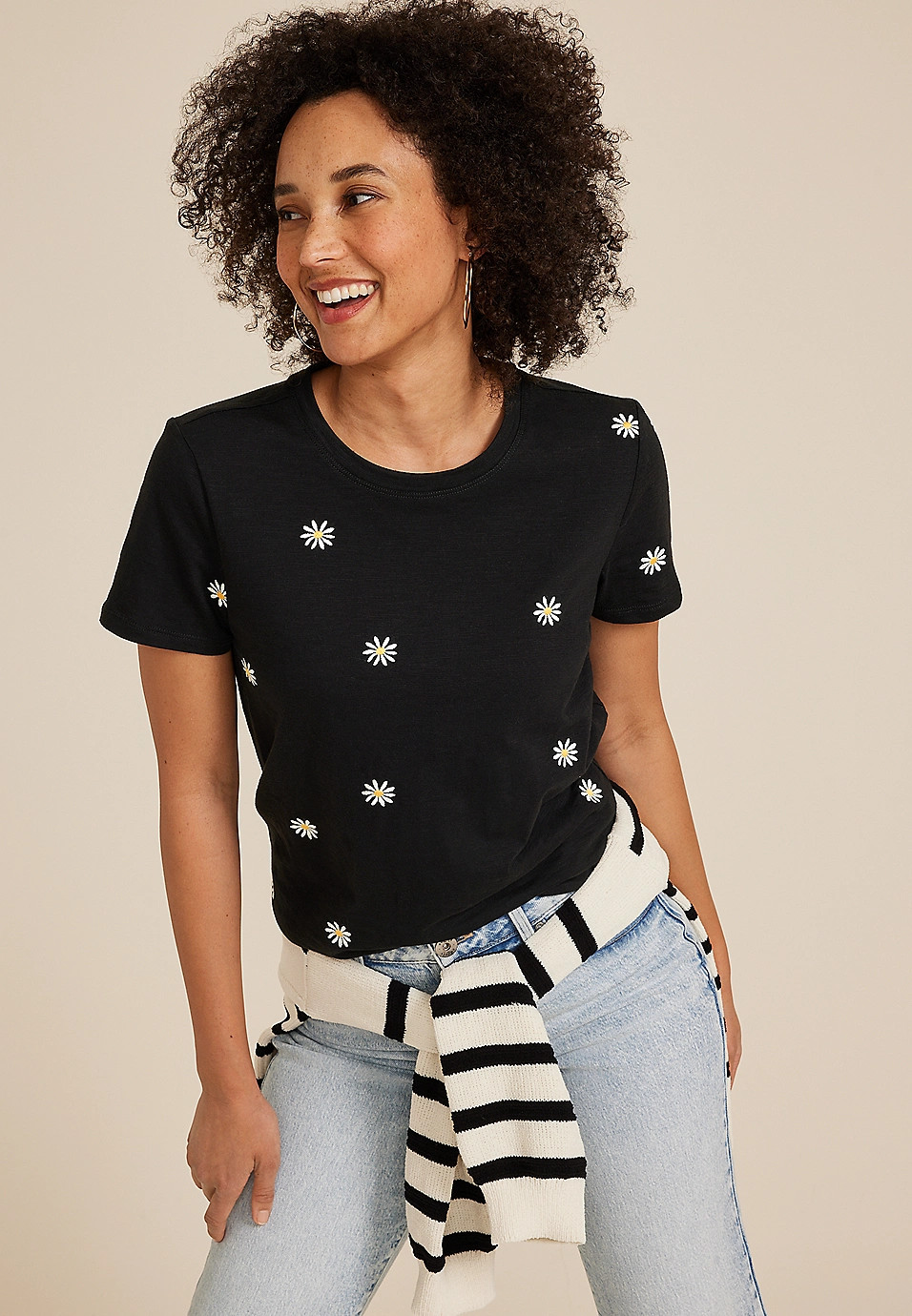 24/7 Dawson Embroidered Floral Crew Neck Tee | Maurices