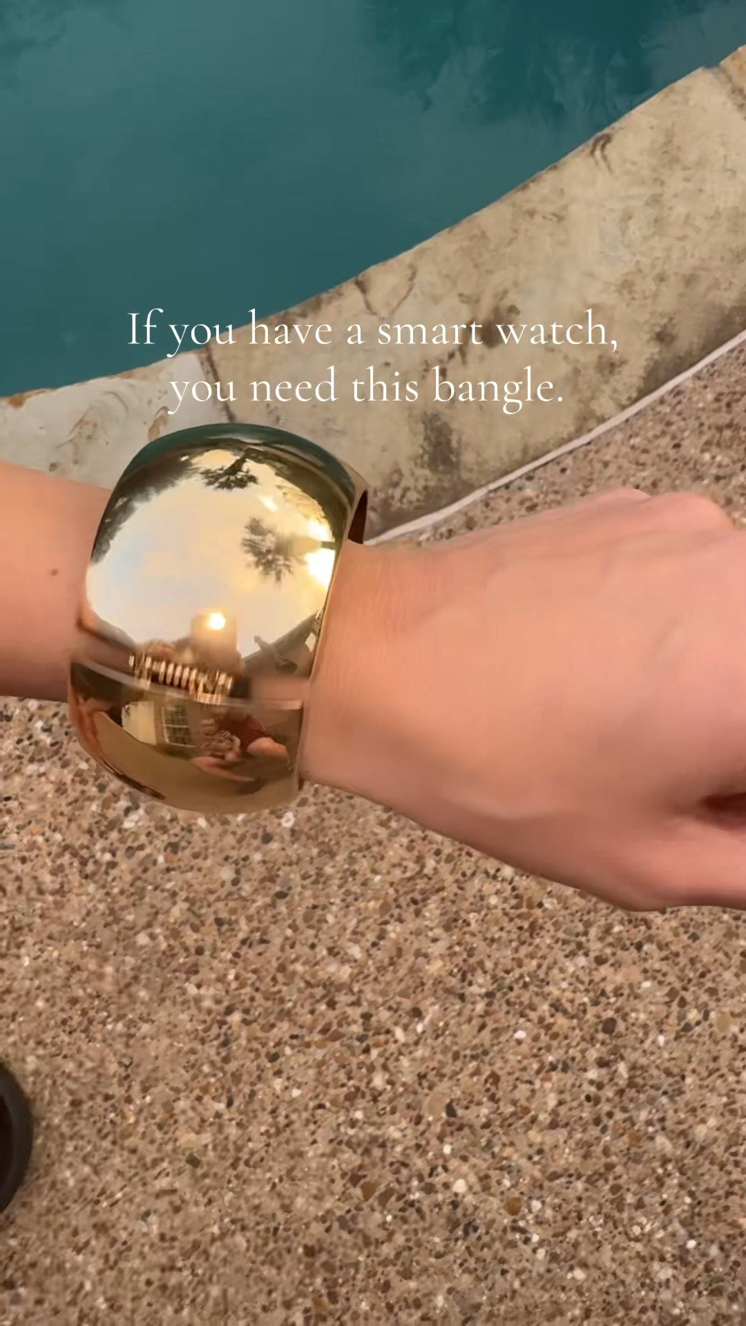Gold bangle bracelet for covering up your apple or smart watch! 

#LTKgrwm #LTKWorkwear #LTKdayinmylife