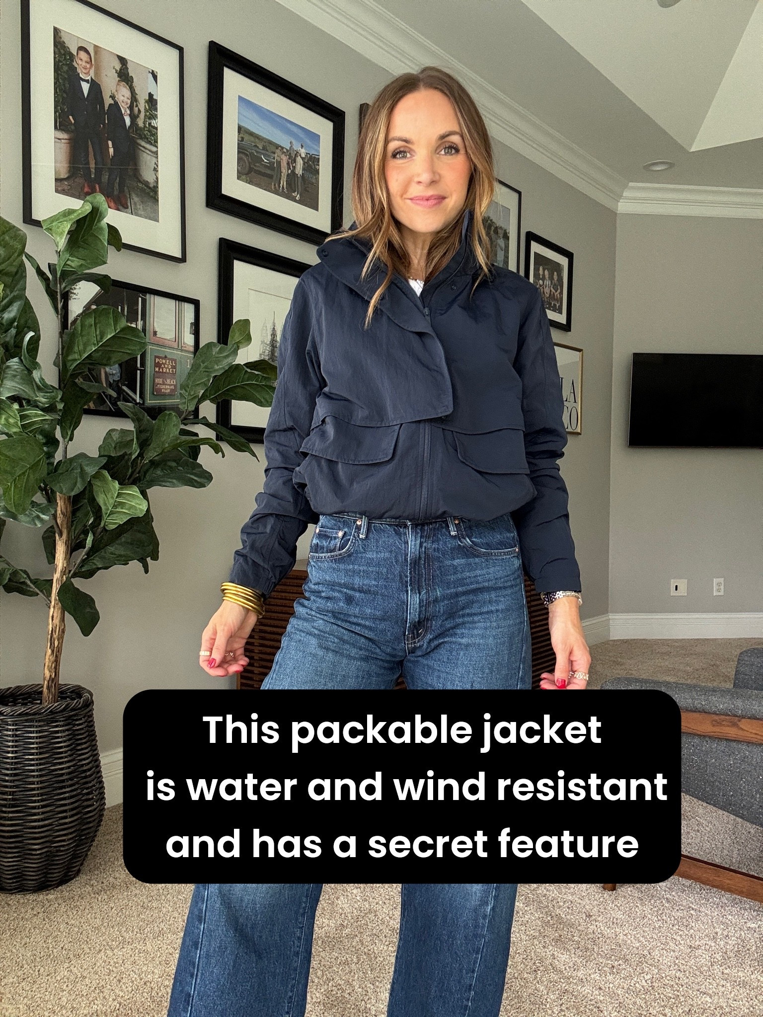 This packable jacket is water and wind resistant, has a hidden hood, and comes in lots of colors. There’s a relaxed fit version and a classic fit version. This is the classic fit. I’m in a size 6. Check the size guide.  @lululemon ￼

#LTKgrwm #LTKOver40 #LTKActive