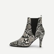 Snakeskin Print Pointed Toe Boots | SHEIN