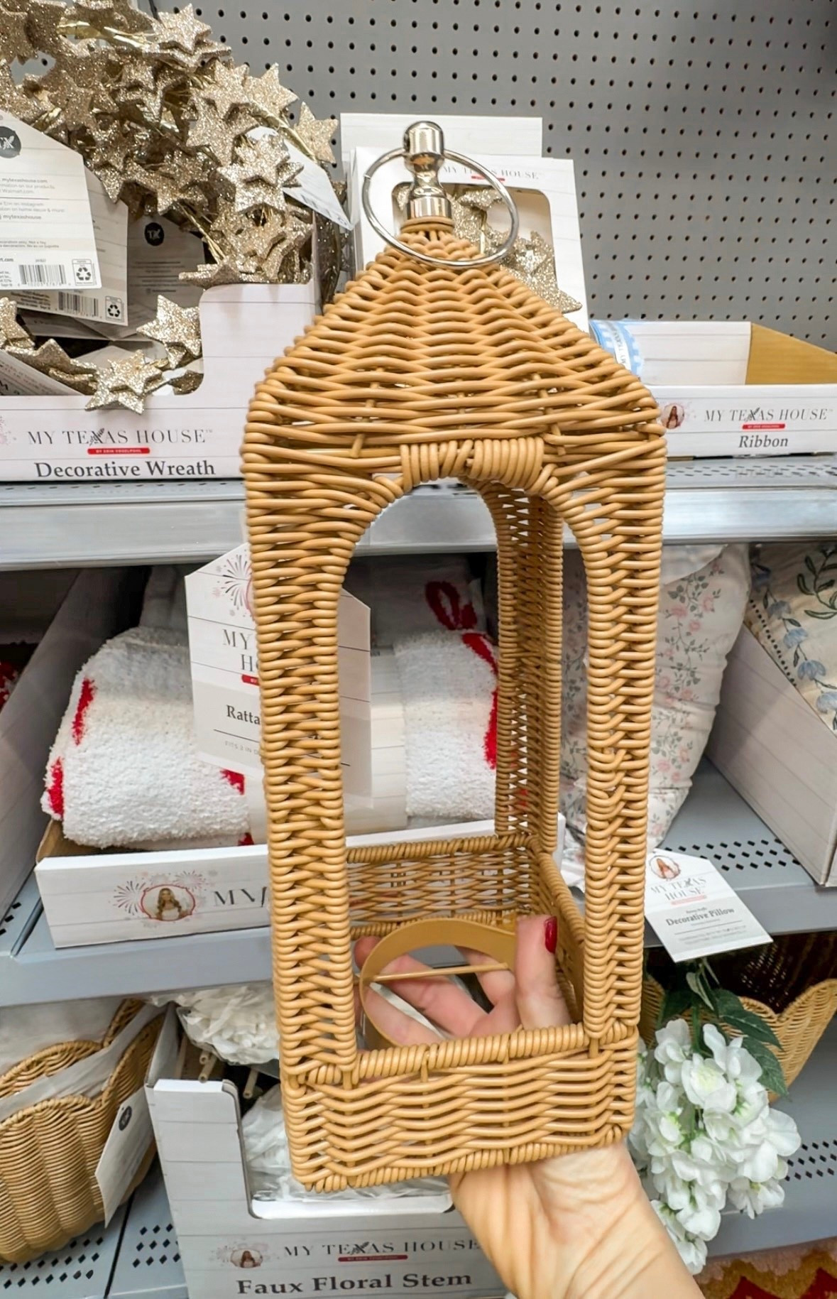 Neutral decor find 🤎 Woven rattan lantern by My Texas House. Two sizes, perfect for shelf or table styling. Adds warmth and texture instantly.

#LTKHome #LTKSeasonal