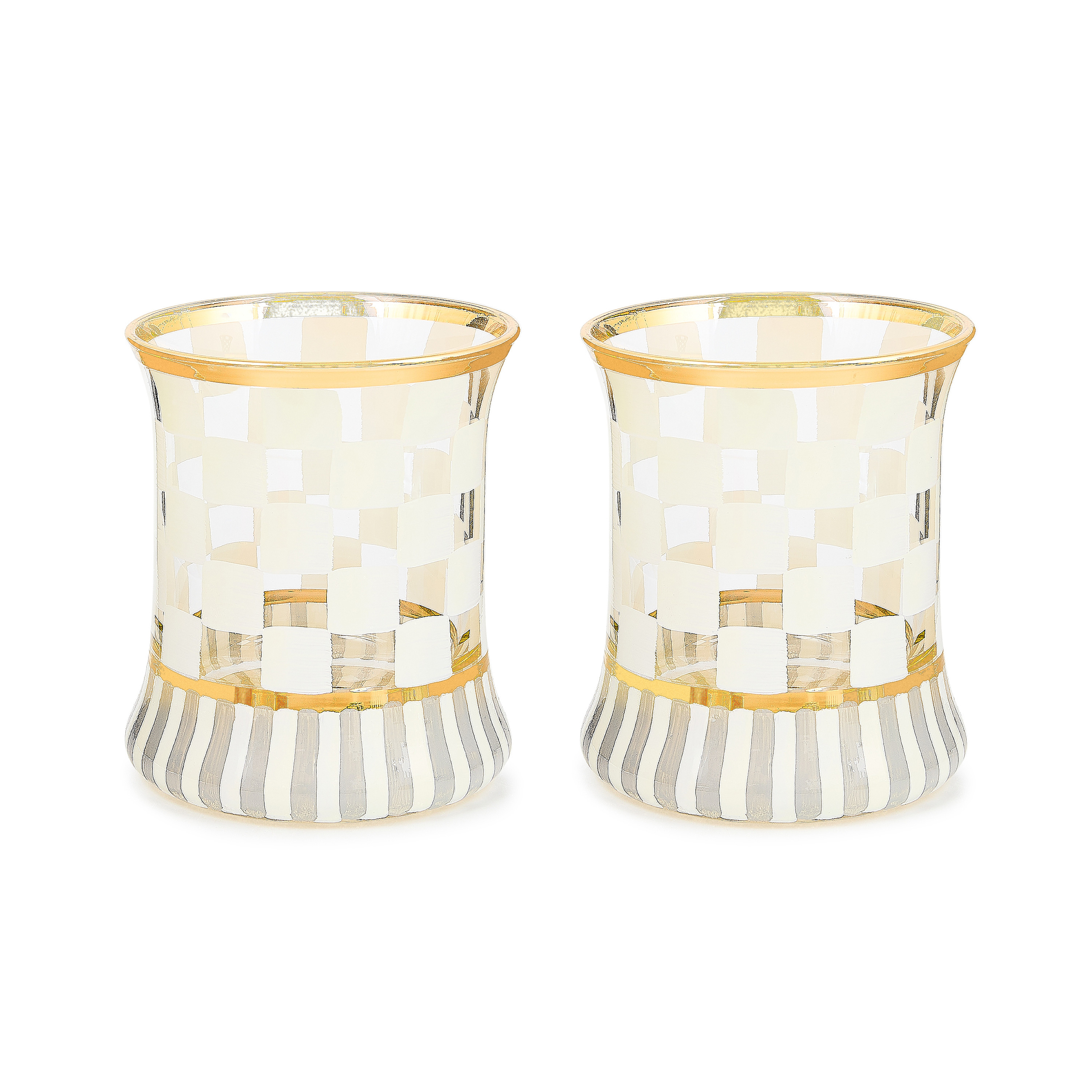 MacKenzie-Childs Carnival White Tumbler Glass