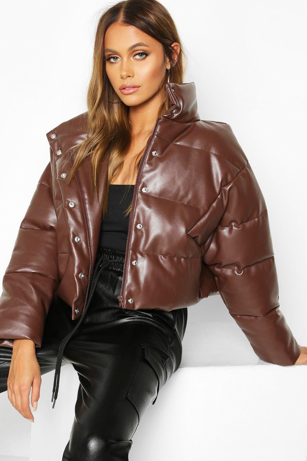 Faux Leather Puffer | Boohoo | Boohoo.com (NL)