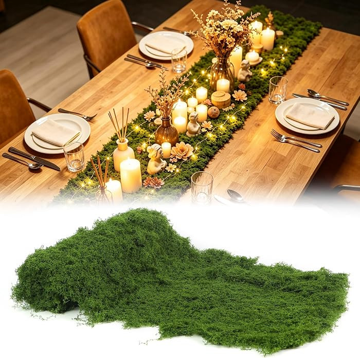Fake Moss Table Runner Faux Moss Mat Soft Fluffy (12 X 71 Inches) | Amazon (US)